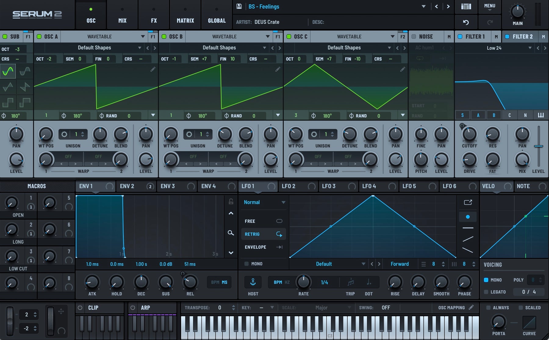 Serum 2 loaded with AVANT Modern Tech House presets